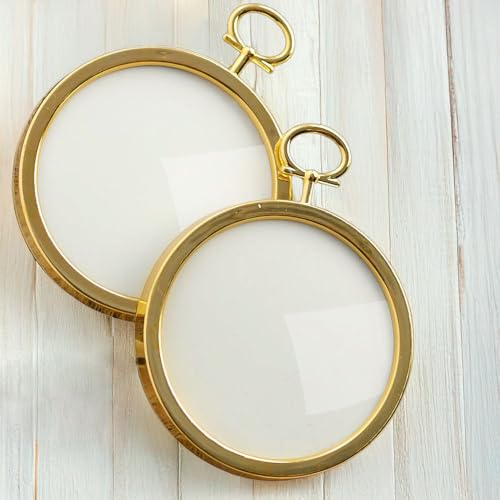 Mini Gold Round Frames – Set of 12 Small Plastic Craft Frames