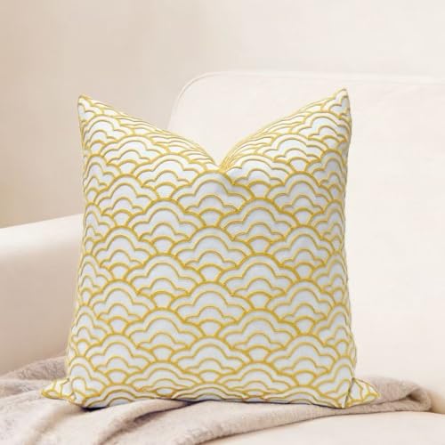 Slow Cow Embroidered Throw Pillow Cover 18 x 18 Inch Yellow - color: Yellow Ice Cream, size: 18" x 18" (Pack of 1)