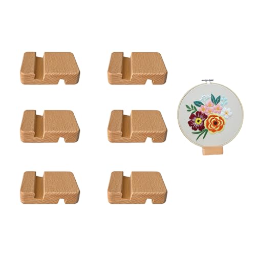 6 Pcs Wooden Embroidery Hoop Base Cross Stitch Holder for Display Stand
