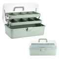Tackle Box, 16-Inch Extra Large Art Storage Box with 3-Layer Folding Trays - color: Green