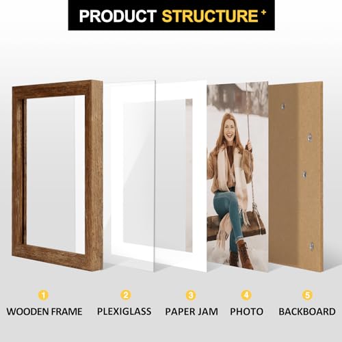 TOFOREVO 10x10 Picture Frames with 8x8 Mat Set of 2, Rustic Brown - color: Rustic Wood, size: 10x10