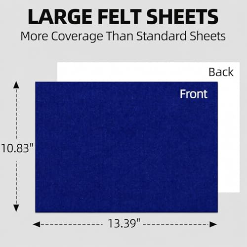 Self Adhesive Felt Sheets, 6PCS 13.4"x10.8" 2mm Thick Blue - color: Blue