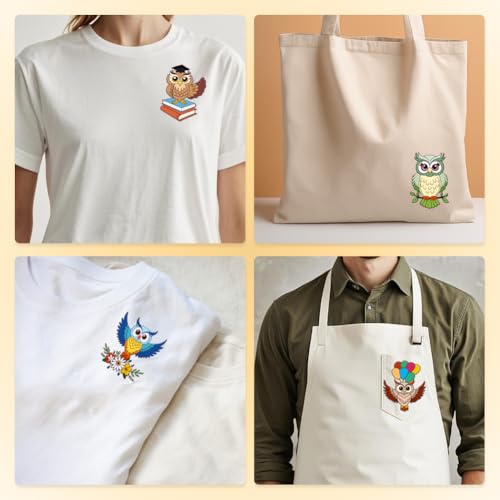22Pcs Owl Embroidery Pattern Stabilizer, 8.3"x11.7" Owl Flower Water Soluble Stick and Stitch Embroidery Sticker, 4 Sheets Bird Hand Sewing DIY Embroidery Paper - style: Owl