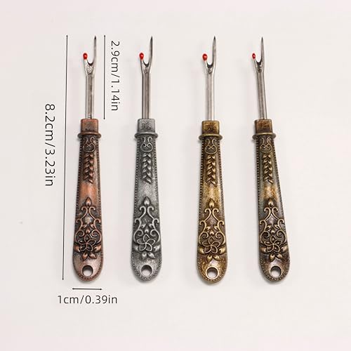 2PCS Seam Ripper with Brass Handle, Sharp Steel Blade Stitch Unpicker Thread Remover for Sewing, Embroidery, Garment Repair, Silvery+Bronze - color: Silvery+Bronze