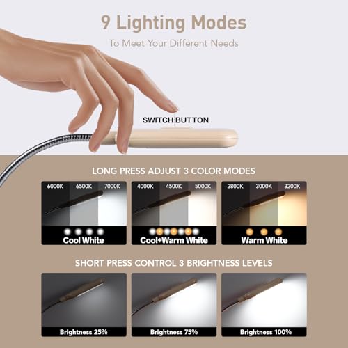 VAVOFO Rechargeable Reading Light, Clip on Book Light for Reading in Bed - color: Khaki