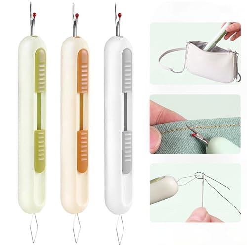 Dual Function Seam Ripper and Needle Threader Compact Design Needle Threaders for Hand Sewing Threaders for Sewing Perfect for Easy Stitch Removal and Threading Needles Efficient Seam Ripping(3 Pack)