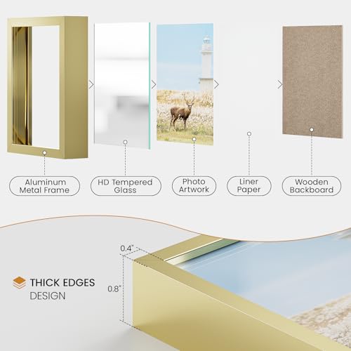 7x11 Aluminum Metal Picture Frame,Tempered Glass Gold Photo Frame 7x11 for Family Photo,Posters,Art,Document to Wall Mount Horizontally or Vertically - size: 7x11
