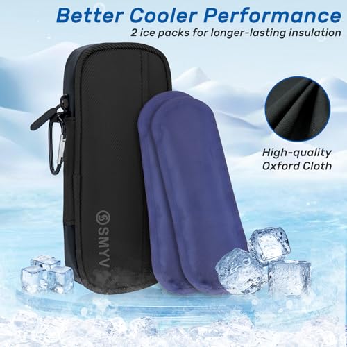 SMYV Insulin Cooler Travel Case with 2 TSA Approved Ice Packs, Black - color: Soft Black