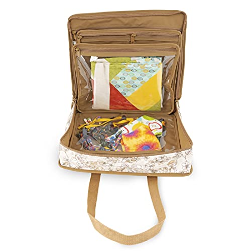 Dritz All-Purpose Project Organizer Bag, Soft Beige Floral