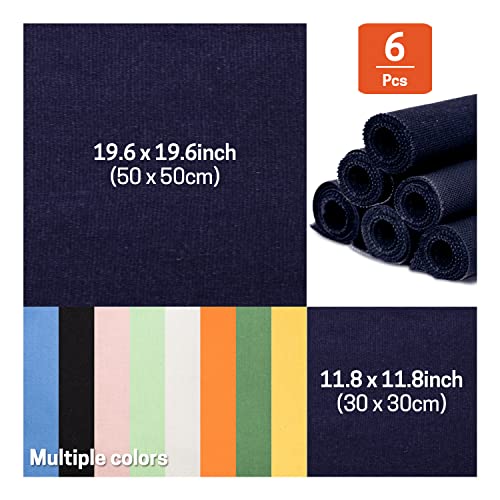 6 Pcs Linen Needlework Fabric, Square Embroidery Fabric 9 Colors Stitch Cloth for Garment Crafts and Decoration Embroidery Project - color: Maritime Blue, size: 12 * 12 inch