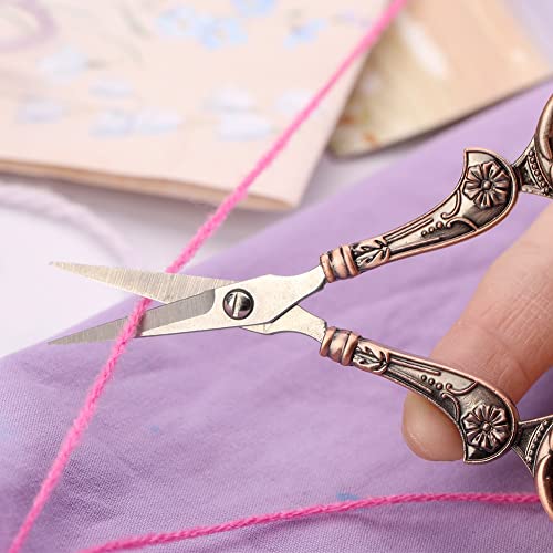 BUTUZE Embroidery Scissors Kit, European Antique Vintage Sewing Kit, Complete Vintage Sewing Tools with Embroidery Scissors,Original Case,Sewing Needle Case, Awl for Sewing, Craft, Needlework - color: Patina