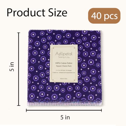 5" Fabric Squares, 40 Pcs Cotton Squares, Charm Pack Fabric for Quilting - color: Mystic Garden