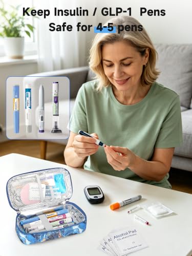 YOUSHARES Insulin Cooler Travel Case - TSA Approved Diabetic Medication Pen Cooling Bag with Temperature Display, Refrigerated Peptide Supplies Organizer Insulated Storage Kit with 2 Ice Pack - color: 11_Quicksand Gold