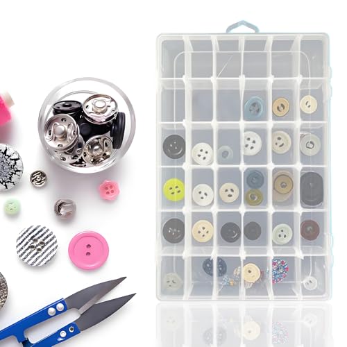 Guyuyii 2 PC 36 Grid Clear Bead Storage Containers with Adjustable Dividers - size: 2 Pack 36 Compartments