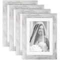 TOFOREVO 5x7 Picture Frames with 4x6 Mat Set of 4, Distressed White - color: Distressed White, size: 5x7