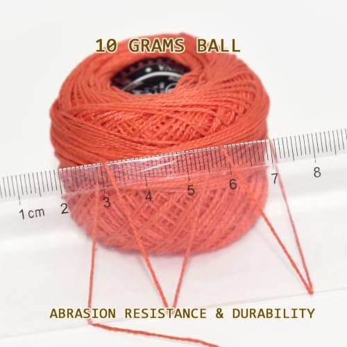 Double Mercerized Egyptian Long Staple Cotton Pearl Thread Ball 10 Grams Rainbow Color 12 Colors per Box for Crochet Hardanger Kniting Hand Sewing,Warm Orange-RedPalette - color: Warm Orange-Red Palette