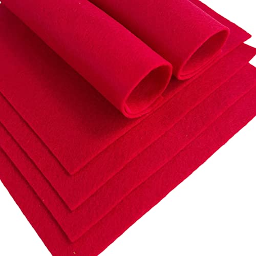 Jtnohx Soft Felt Fabric Flexible Craft Felt Sheets Red 6" 20Pcs 1.4mm - color: Red