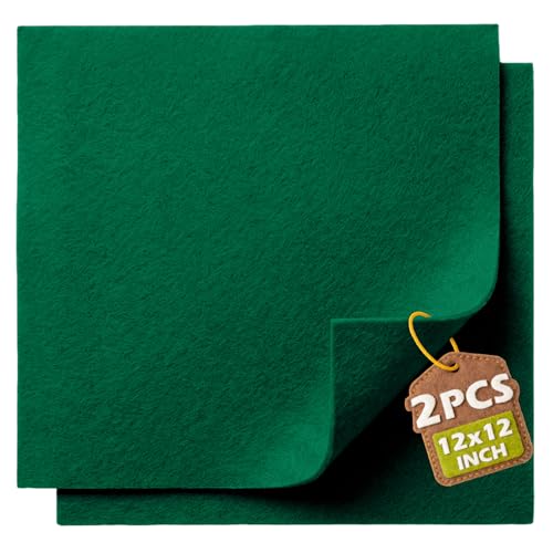 Hunter Green Soft Felt Sheets for Crafts, 12" x 12", 1.6mm Thick, 2 Pcs - color: Hunter Green