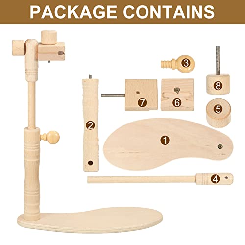 PATIKIL Adjustable Embroidery Hoop Stand, Beech Wood Cross Stitch Hoop Holder Hands-Free Embroidery Frame Stand for Sewing Arts Crafts Needlework