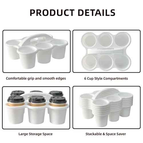 6 Pack Plastic Classroom Caddy Organizer with Handle, 6 Compartment, White - color: White