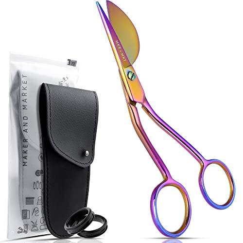 Duckbill Scissors for Applique & Embroidery - Double Curved, 6", Rainbow - color: Rainbow