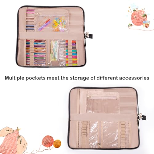 MYBAGZING Crochet Hook Case Organizer, Knitting Needle Case up to 14 Inches - color: Pink, size: 14 Inches