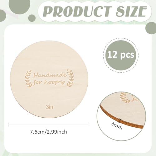 BENECREAT 12 Pack Wooden Embroidery Backing Discs,3inch Wooden Backs for Finishing Embroidery Hoops, Crossing Stitch Hoop for DIY Needlework Projects Sewing Craft - size: 76mm
