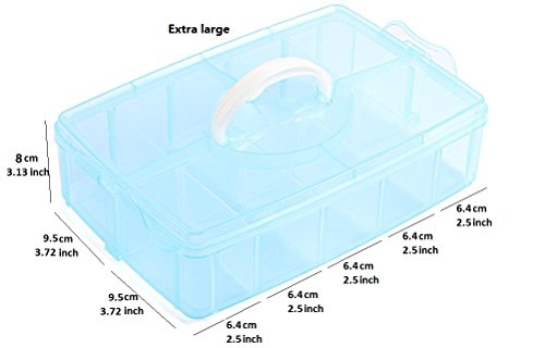 Kamay's 3-Tier Transparent Stackable Adjustable Compartment Slot Plastic Craft Storage Box Organizer Snap-Lock Tray Container 3 Sizes 4 Candy Colors Available (Extre Large 30 Compartment, Red) - color: Extre Large 30 Compartment, Red