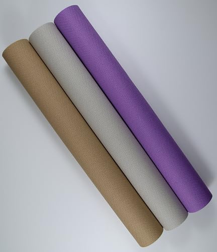 KCS 3 pc of 15" x 18"(38cmx45cm) Counted Cross Stitch Cotton Aida Cloth Needlework Rolled Fabric Box,14CT,Pearl Grey+Khaki+Lavender - color: Pearl Grey+khaki+lavender, size: 14CT