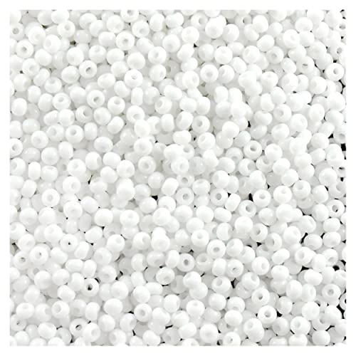1800 pcs (0.7oz=20g) Preciosa Ornela Seed Beads 10/0 (2.3mm-0.8mm Hole), Rocailles for Embroidery, Bracelets, DIY and Other Craft, Natural White Opaque 03050 - color: White Chalk Opaque (03050)