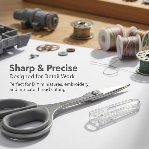 PAFASON Small Travel Sewing Embroidery Scissors Set Curve Straight Tip - color: Grey
