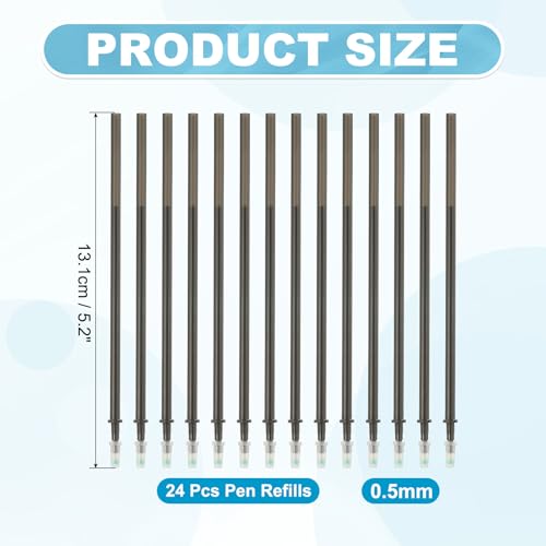 PATIKIL 24 Pcs Erasable Gel Pens Refills, 0.5mm Heat Erasable Pens Refills for Fabric Disappearing Ink Fabric Marking Pen for Sewing Quilting Writing, Black Ink - color: Black