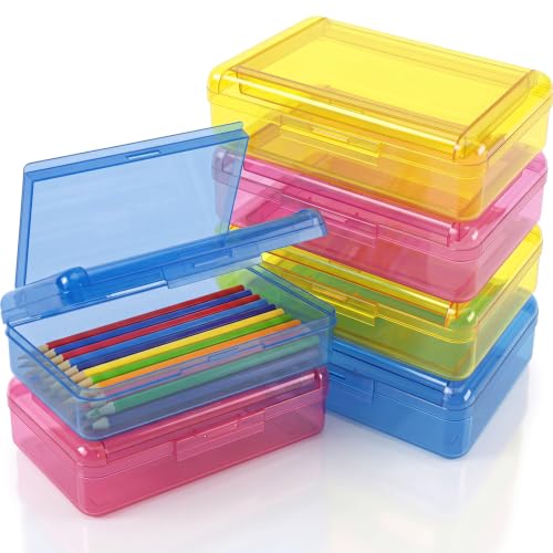 Blulu 6 Pack Double Layer Pencil Boxes Large Capacity,Blue, Rose, Yellow - color: Blue, Rose, Yellow
