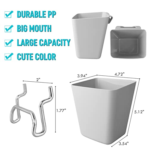 Large Pegboard Cups, 6Pack Peg Board Square Storage Bins With Hooks (Grey) - color: Grey