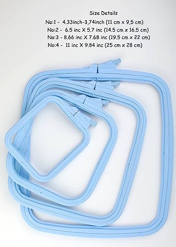 Nurge Square Embroidery Hoop - Plastic Cross Stitch Frame for Needlepoint & Embroidery - Adjustable Craft Hoop - Blue - No:1 (X Small) - color: Blue, size: No:1 (X Small)