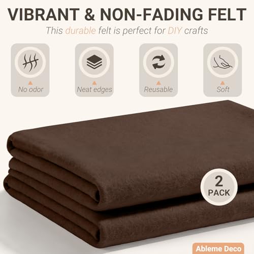 Brown Felt Fabric Sheets 18" x 18" (2 Pack) 1.6mm Soft Felt, Dark Brown - color: Dark Brown