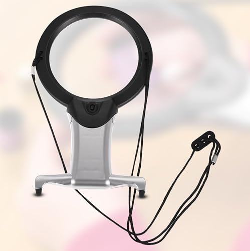 2X Hands Free Chest Rest LED Magnifier for Reading with 6X Spot Magnifying Glasses with Light for Sewing, Hobbies, Crafters, and DIY Projects – Adjustable Stand and Neck Cord for Seniors