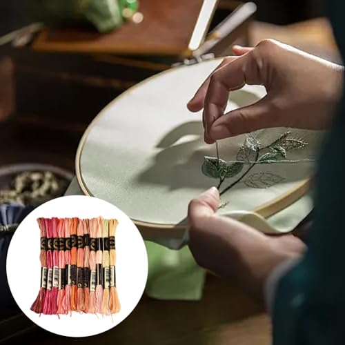 12 Skeins 105 Yards Cross Stitch Floss Colorful Embroidery Thread 6 Ply Variegated Friendship String Polyester Threads Bulk for Sewing Making Bracelets Clothes Stitching Decor Craft DIY - color: Color Mixing