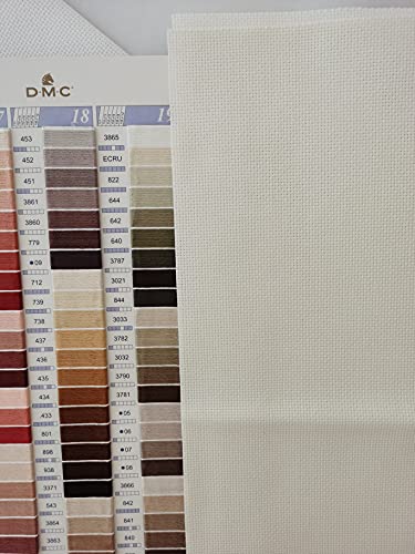KCS 59" x one Yard 18 Ct Counted Cotton Aida Cloth Cross Stitch Fabric (Antique White) - color: Antique White