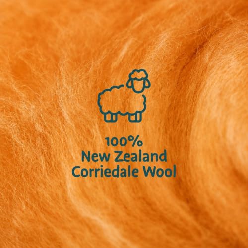 Woolbuddy Corriedale Wool Roving for Needle Felting (Red Orange) 20g Each - color: Red/Orange
