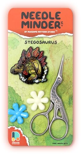 Awesome Pattern Studio Needle Minder Set - Stegosaurus Magnetic Needle Minder. Enamel Pin for Cross Stitch, Embroidery and Craft (Set #2) - color: Set #2