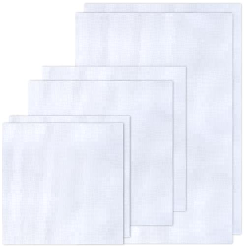 MIDELONG 6 PCS Aida Cloth 14 Count Cross Stitch Fabric, 3 Sizes White Classic Reserve Cross Stitch Aida Cloth for Home DIY Handmade Needlework Craft Embroidery Decoration