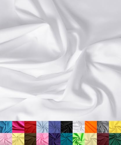 Barcelonetta | Poly Cotton Fabric for Sewing | Broadcloth Fabric | by the Yard | 60" Wide Roll | Lightweight, Breathable | Lining, Home Textile, Skirts, Tote Bags (White, 2 Yard) - color: White, size: 2 Yard
