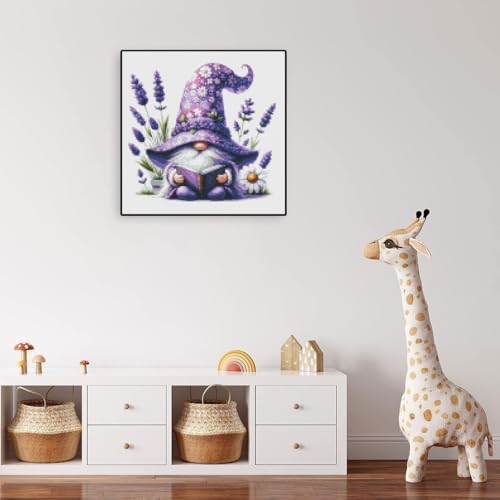 Gnome Stamped Cross Stitch Kits Cross Stitch Patterns,Flower Dimensions Cross Stitch Kits Embroidery Kit Arts and Crafts for Beginners 13.7x13.7 inches - color: D057A