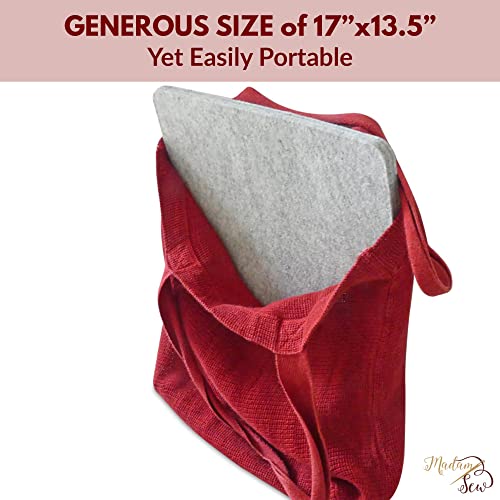 Madam Sew Natural Wool Pressing mat for quilting (17”x13.5”) 100% Wool Felt Ironing Pad | Wool Ironing Mat for quilters,Crisp Seams on Quilt Blocks,Sewing Projects & Embroidery- ironing mat for sewing - size: 17” x 13.5”