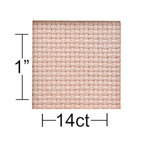 Essentials By Leisure Arts Aida Cloth, 14 Count, Light Pink, Cross Stitch Fabric, Embroidery Fabric, Cross Stitch Supplies for Crafting, Stitching, and Sewing Projects 15X18