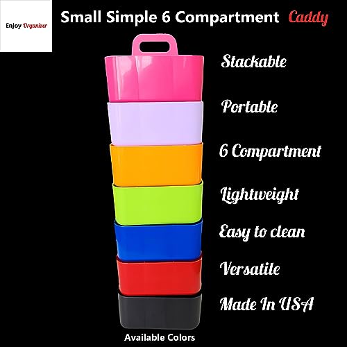 Small Stackable and Portable Simple 6-Compartment Caddy - Made In USA (Orange) - color: Orange