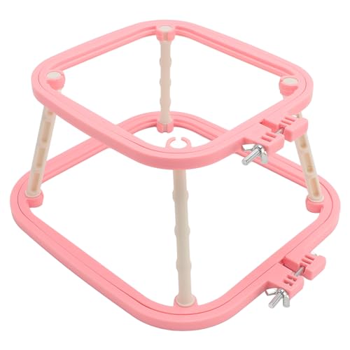 2-Layer Embroidery Frame Stand, Adjustable ABS Double Hoop - style: Watermelon Red