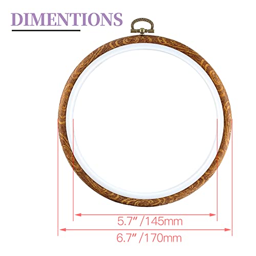 Piutouyar 3 Pcs 6.7 Inch Embroidery Hoop Set, Imitated Wood Display Frame - style: 3 Pieces 6.7 Inch