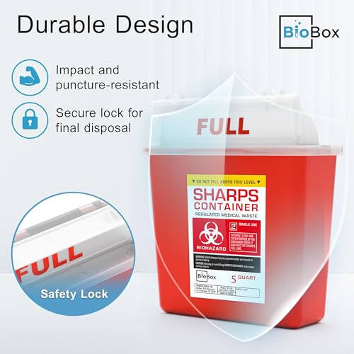 Sharps Container - Large Sharps Containers for Home Use, Needle Disposal - size: 5 Quart